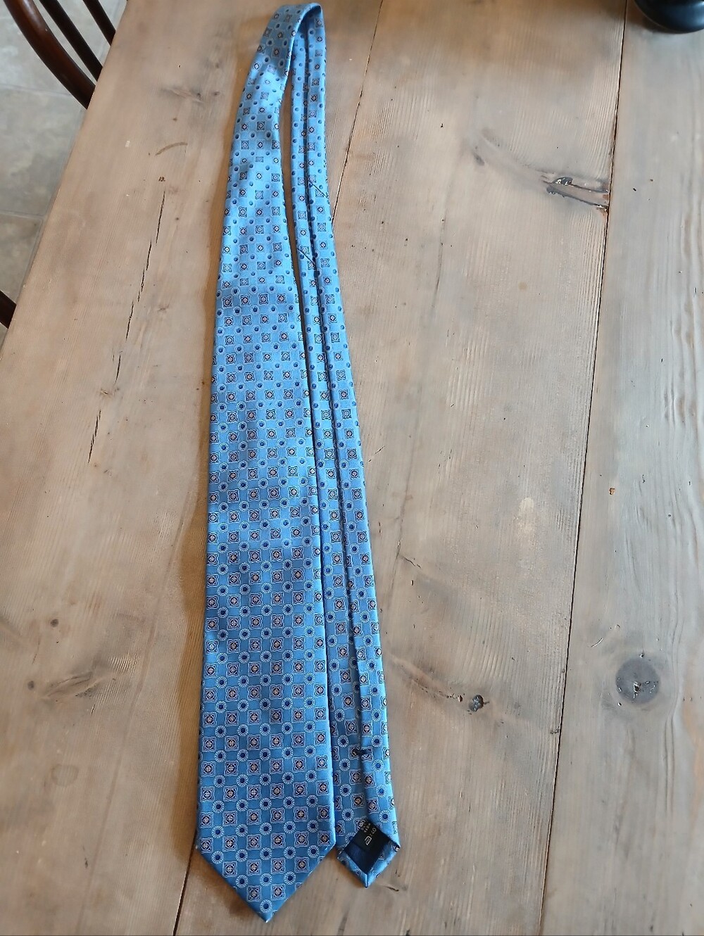 Ermenegildo Zegna Sky Blue Geometric Silk Tie